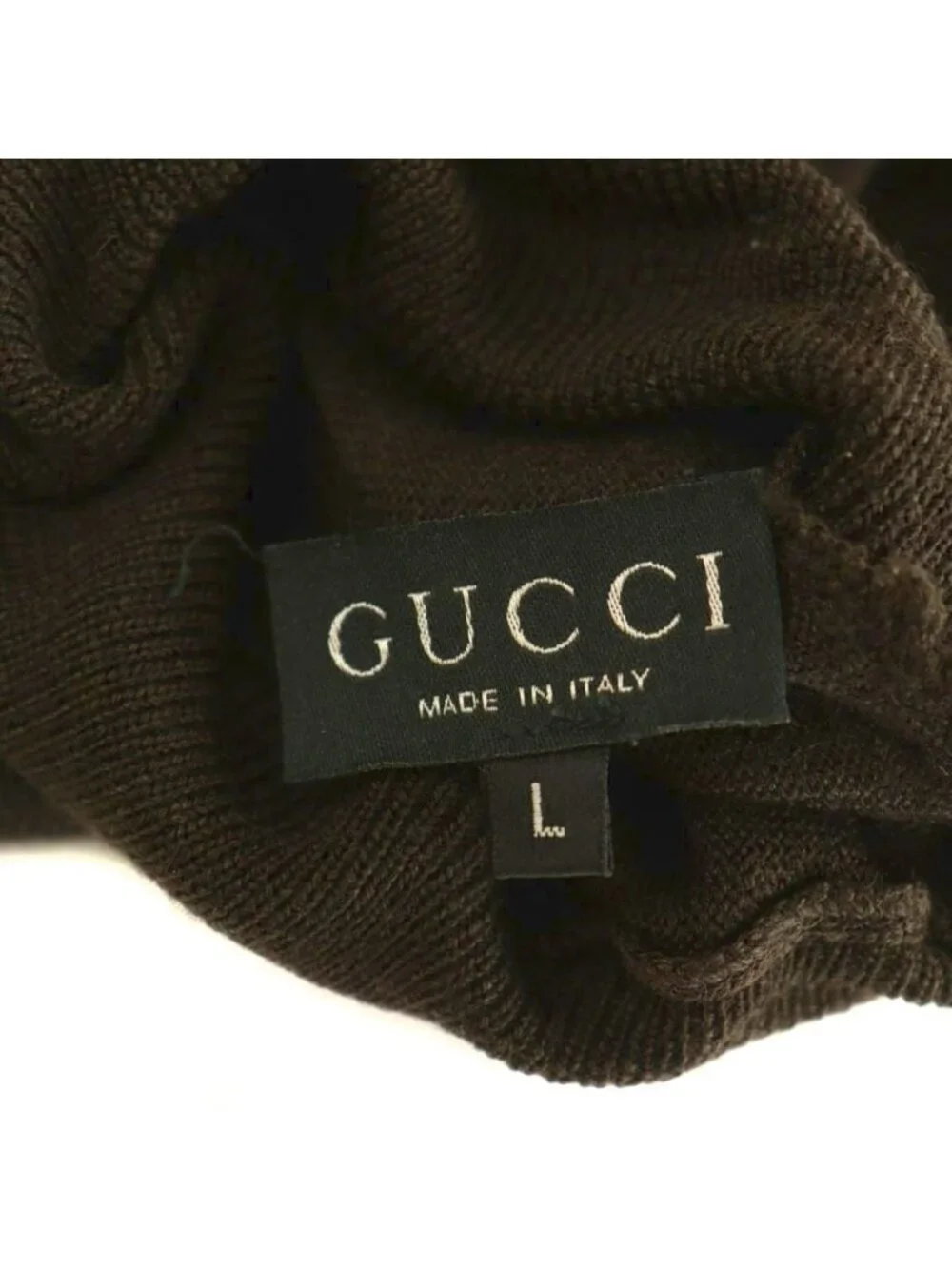 Gucci Knit Top Long Sleeve Turtleneck Silk Blend Brown Sweater